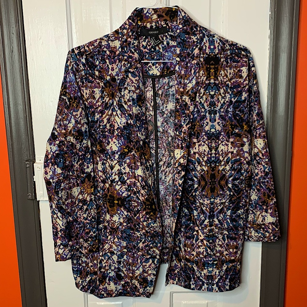 Forever 21 Abstract Pastel Open Blazer